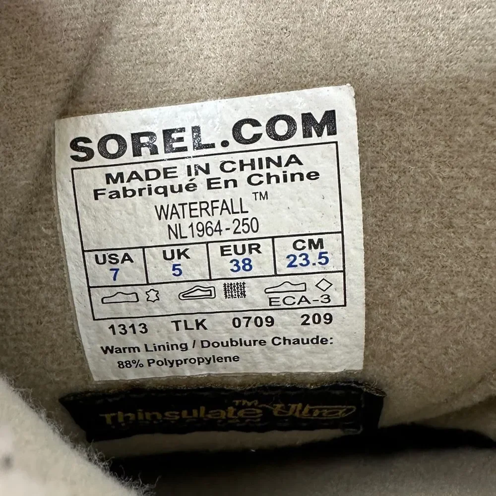 Sorel Waterfall Winter Boot Thinsulate Tan Suede Size 7 NL1964-250
